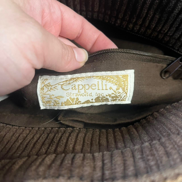 Capello Straworld Brown corduroy holiday Christmas tote bag - Picture 4 of 8